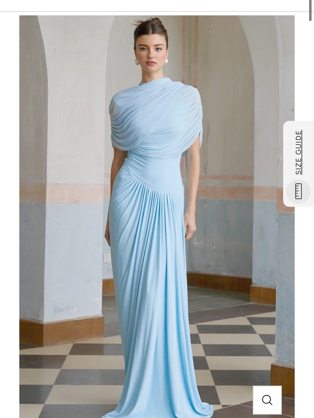 Miss Rosier Catherine asymmetrical pleated maxi dress in Baby-blue